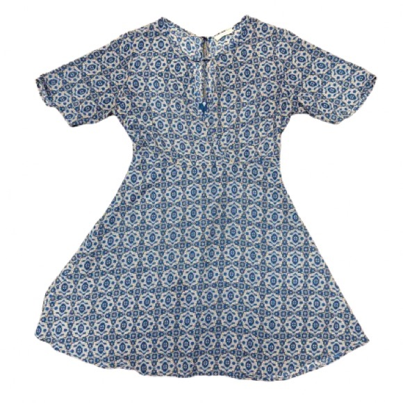 Lush Dresses & Skirts - Lush Blue White Print Fit & Flare Mini Dress Boho Flutter Sleeve Size M
